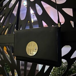 Kate Spade Elegant Black Crossbody with Silver Detail